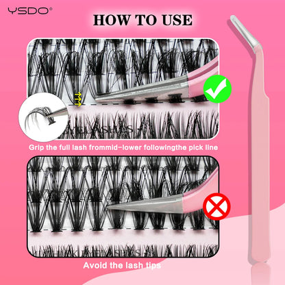 DIY Lash Extension Kit Lash Individual Lashes Clusters8-16mm With Waterproof Lash Bond And Seal Eyelash Tweezers Lash Kit