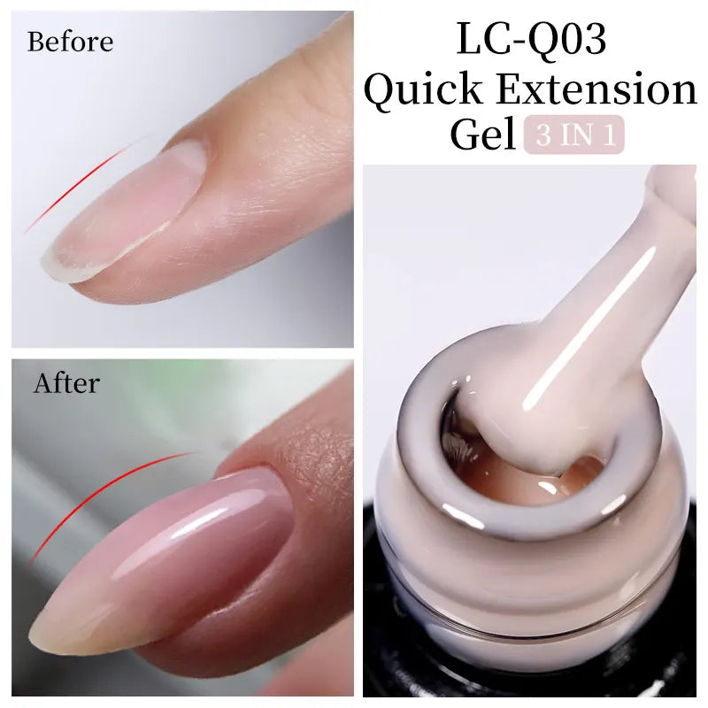 LILYCUTE 4PCS/Set 7ml Quick Extension Gel Set Semi Permanent Nail Art White Clear Nude Gel Nail Polish Set UV Construction Hard