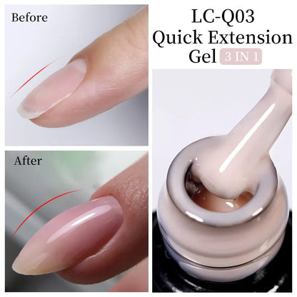 LILYCUTE 4PCS/Set 7ml Quick Extension Gel Set Semi Permanent Nail Art White Clear Nude Gel Nail Polish Set UV Construction Hard