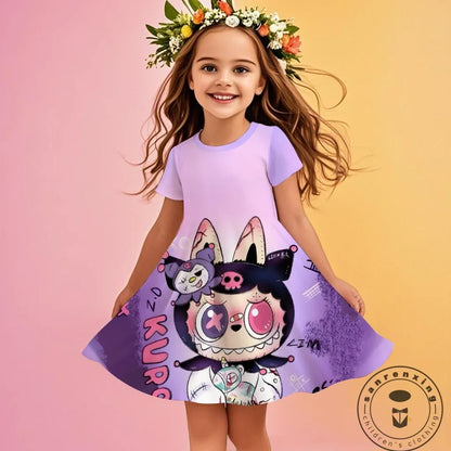 Labubu 2025 Girl Clothes Fashion Summer Dress Children Dresses Cute Cartoon Sleeveless Comfortable New Design 3D Print Labubu
