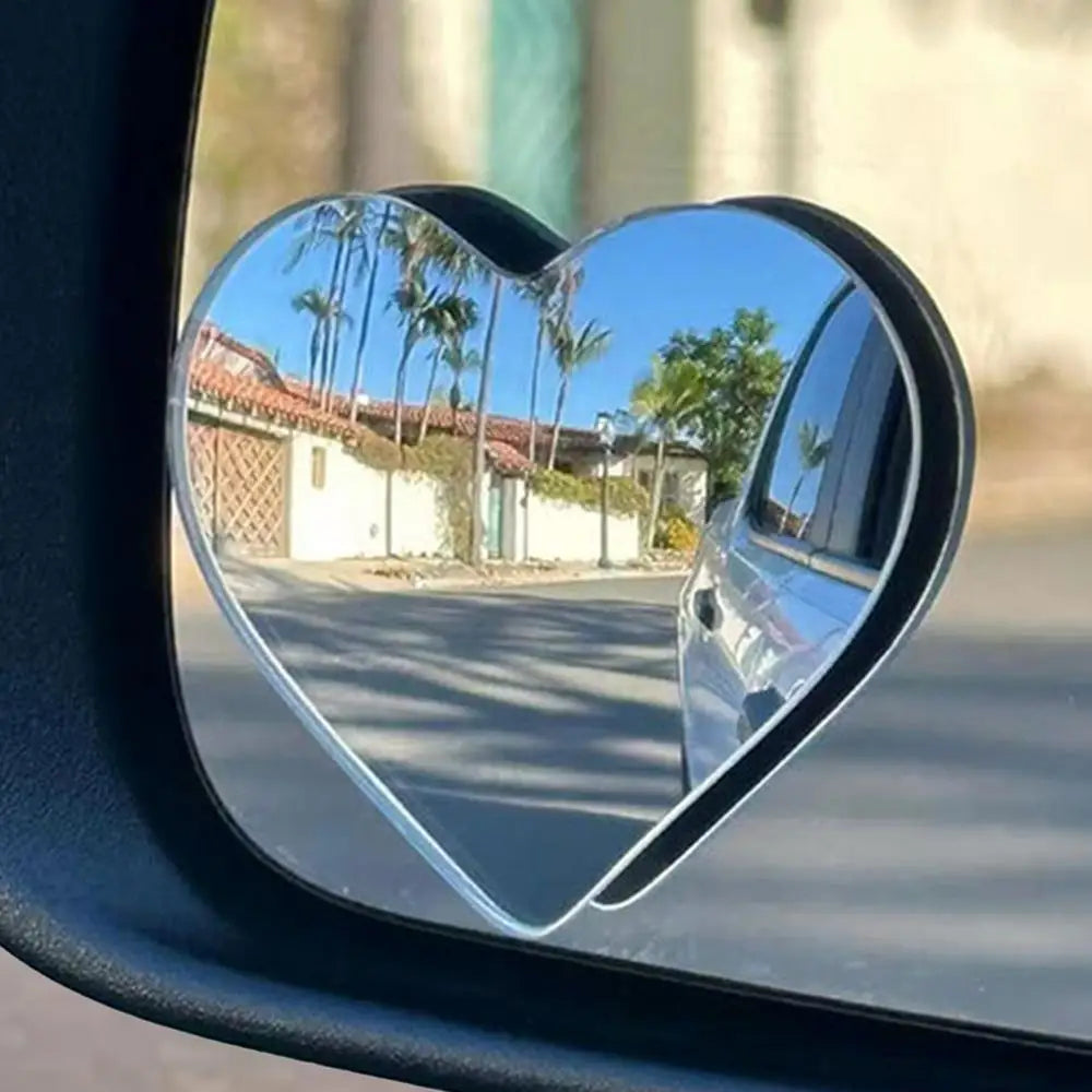 Car Frameless Blind Spots Mirror 1 Pair Cute Heart Shape Side Mirror Rearview Mirror Auxiliary Car Accessories for Car SUVs