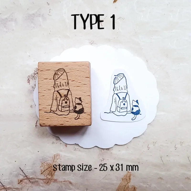 Stamp Scrapbooking Supplies Flower Petal Birds Stationary Kawaii Wooden Stamps