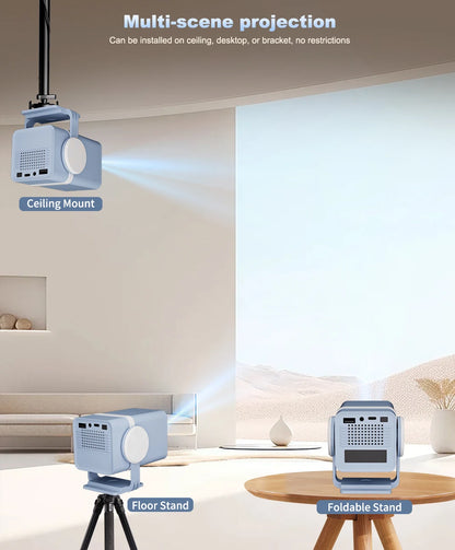 DESS Portable Dual-Band WiFi6 Bluetooth 5.0 Android 13 Smart Projector Suitable for Home Theater Video Power Bank Power Supply