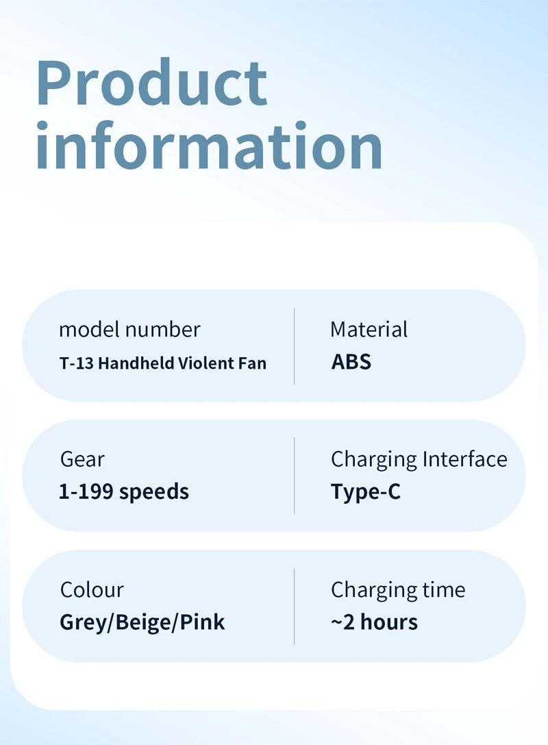 Xiaomi Portable Handheld Electric Fan High Speed Bladeless Fan USB Charging Silent Air Conditioner Digital Display Electric Fan