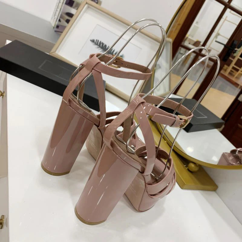 Fashion Women's Sandals Brand Luxury Women's Shoes Elegant Party High Heels Leather Waterproof Office Shoes Sexy Dating Shoes