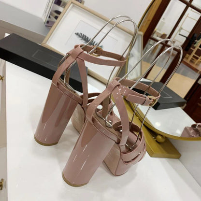 Fashion Women's Sandals Brand Luxury Women's Shoes Elegant Party High Heels Leather Waterproof Office Shoes Sexy Dating Shoes