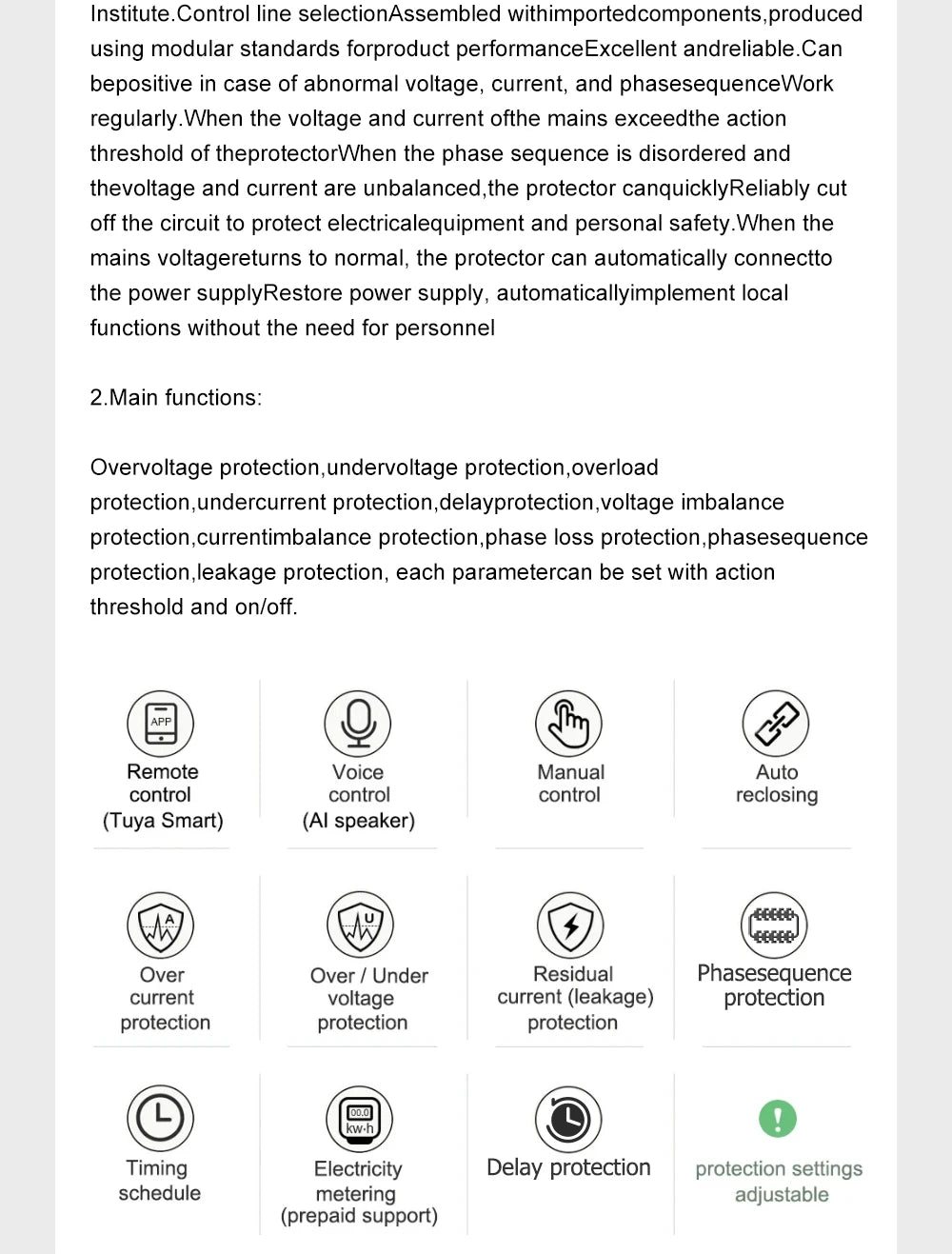 Smart Life Energy Monitoring 100A Tuya WiFi 3-Phase Meter with Bi-Directional Auto-Reclosing Relay