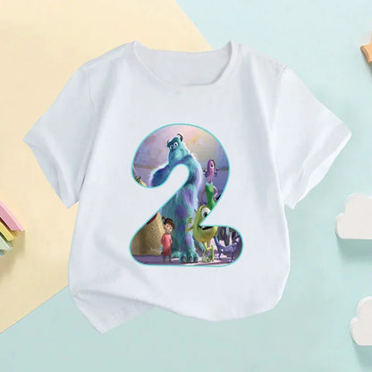 Baby Children T-Shirts It's My 1 2 3 4 5 6 7 8 9 Years Birthday Boys Girls T Shirt Monsters Inc University Cartoon Kids Clothes