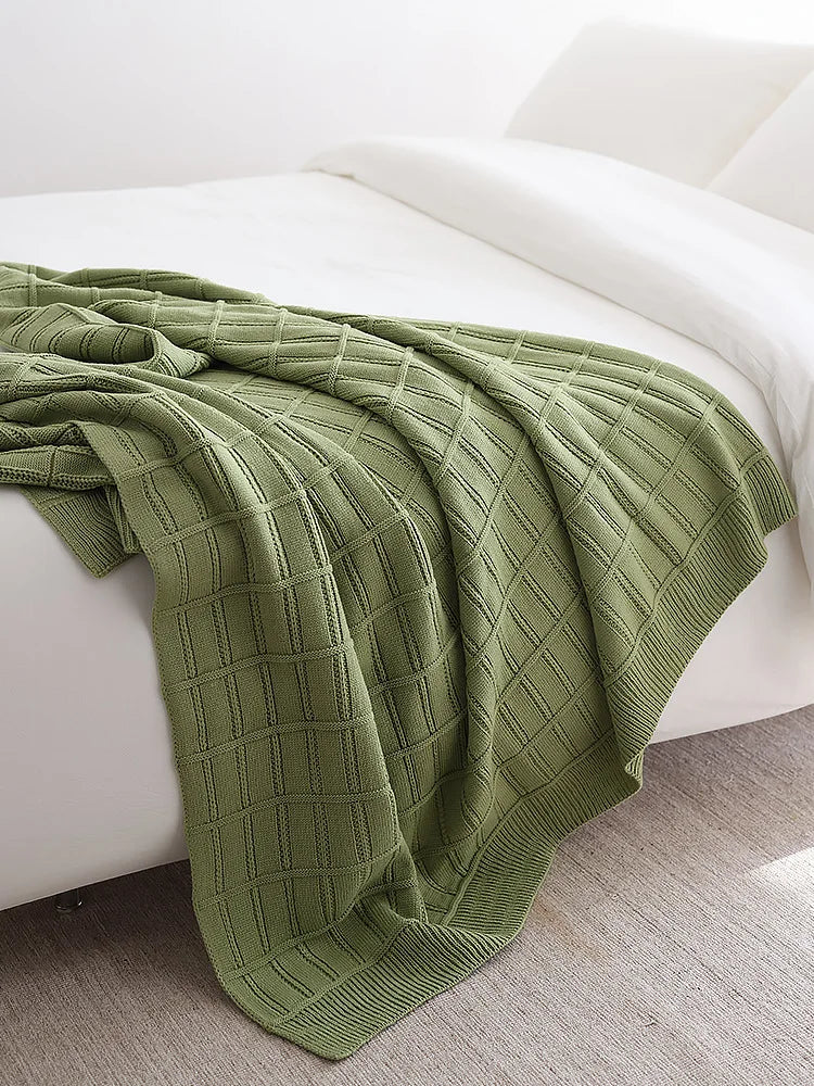 American-Style Thickened Knitted Wool Cover Blanket Solid Color Simple Bed End Towel Blanket Multifunctional Decorative Blankets