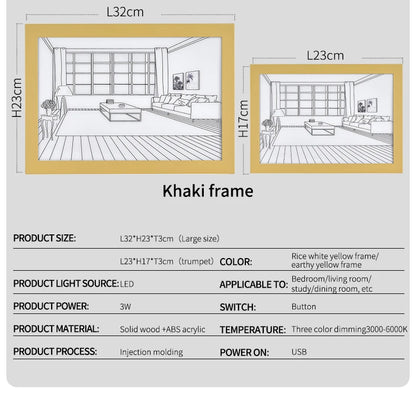Beautiful LED Light Painting Indoor Sunlight Window Wooden Photo Light Dimming Wall Artwork Table Lamp Home Decor Night Lamp