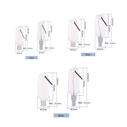 5Pcs Travel Bottles With Keychain Hand Sanitizer Holder Portable Plastic Empty Bottles Leakproof Refillable Containers Backpack