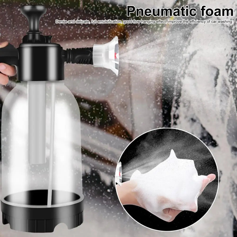 2L Pressure Sprayer Bottle With Ergonomic Handle Leakproof Hand Snow Foam Sprayer Water Pump Bottle With 2 Replacement Nozzles