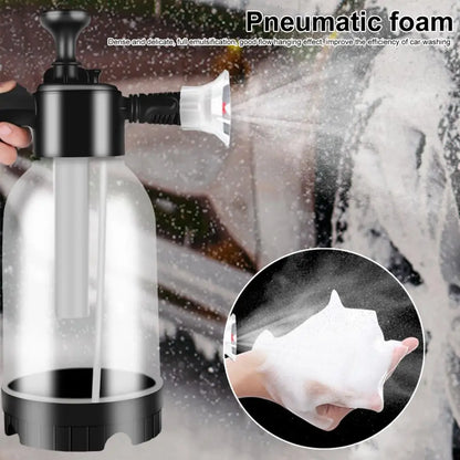 2L Pressure Sprayer Bottle With Ergonomic Handle Leakproof Hand Snow Foam Sprayer Water Pump Bottle With 2 Replacement Nozzles