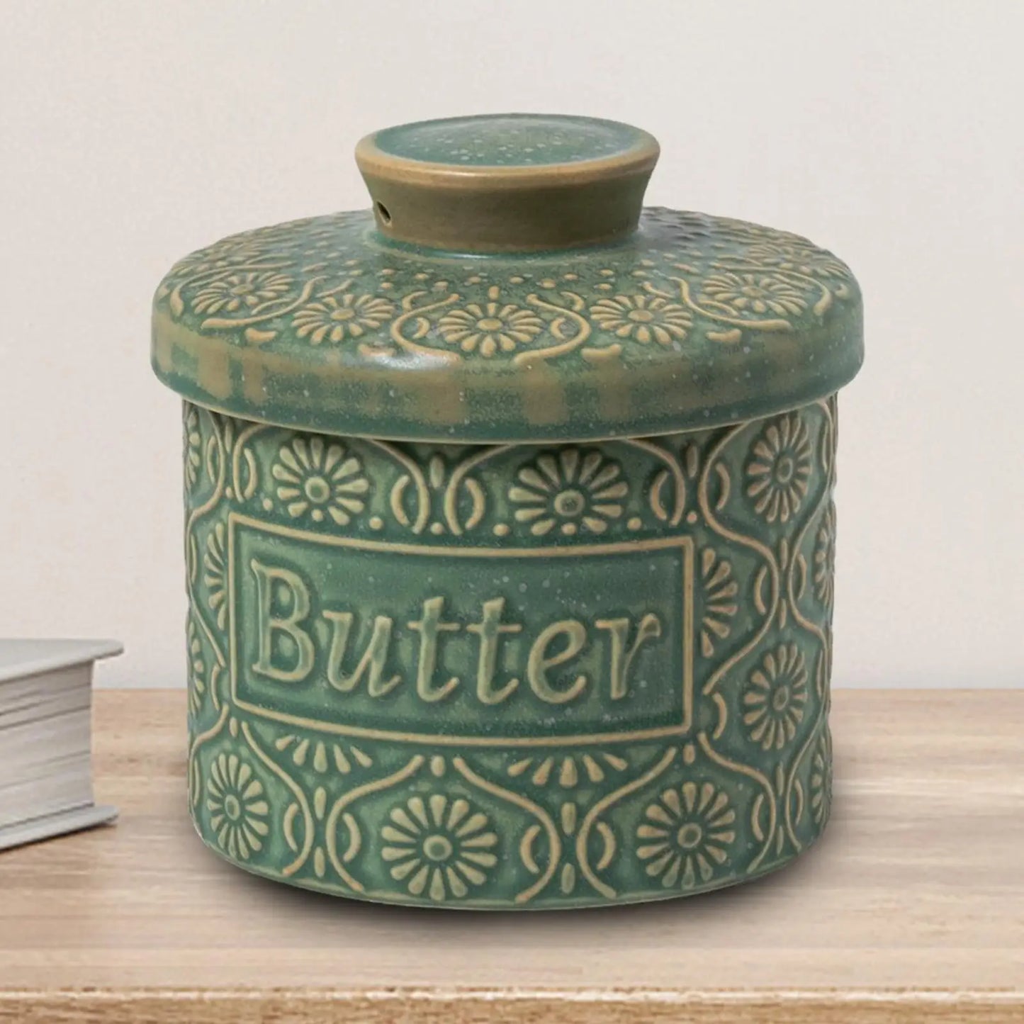 Retro Butter Crock Ceramic With Lid French Butter Dish For Fresh Spreadable Butter Jar Cheese Case Storage Box For Counter