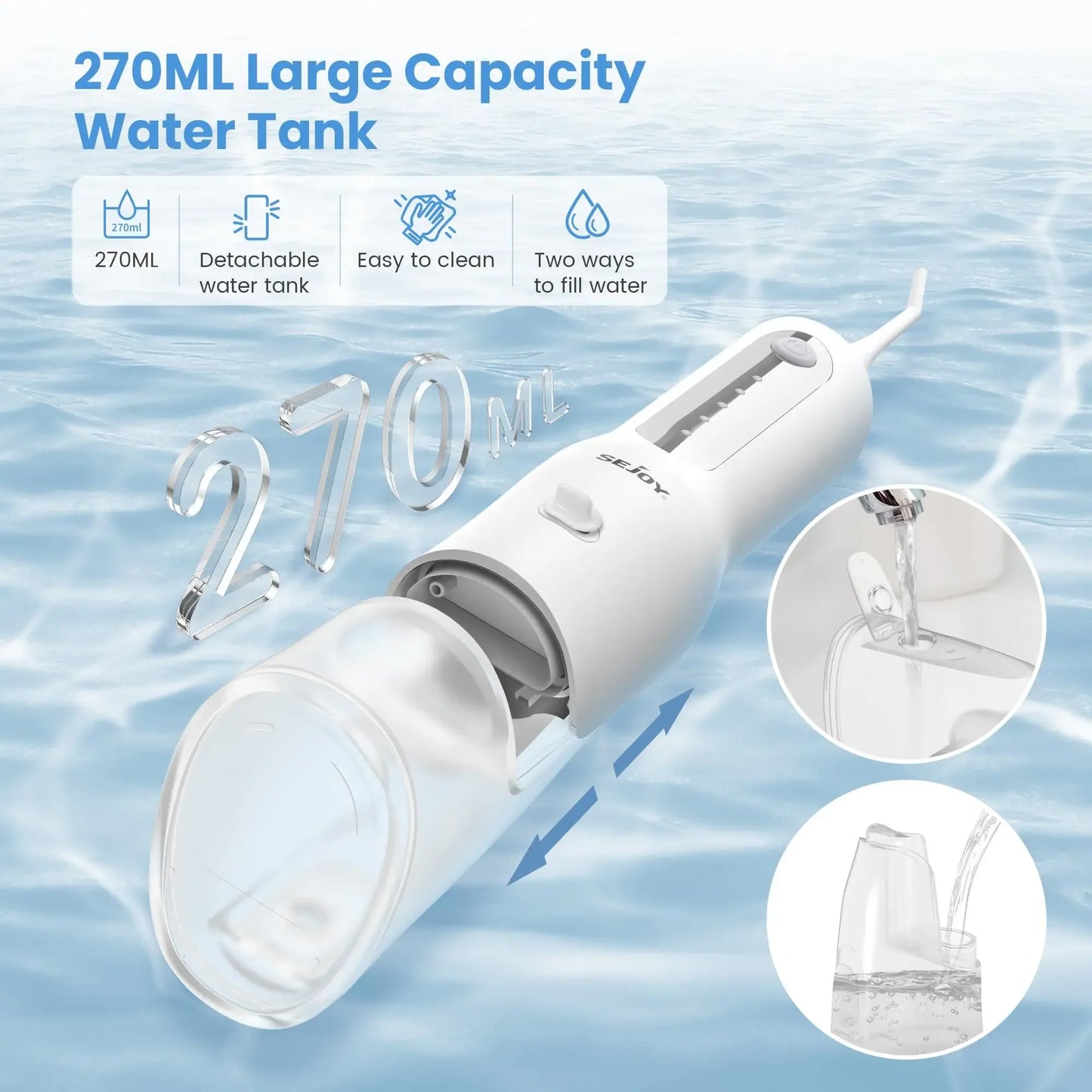 SEJOY Water Flosser for Teeth Irrigator Teeth Whitening Tool Portable Water Pick Personal Care Appliances Dental Teeth Cleaner