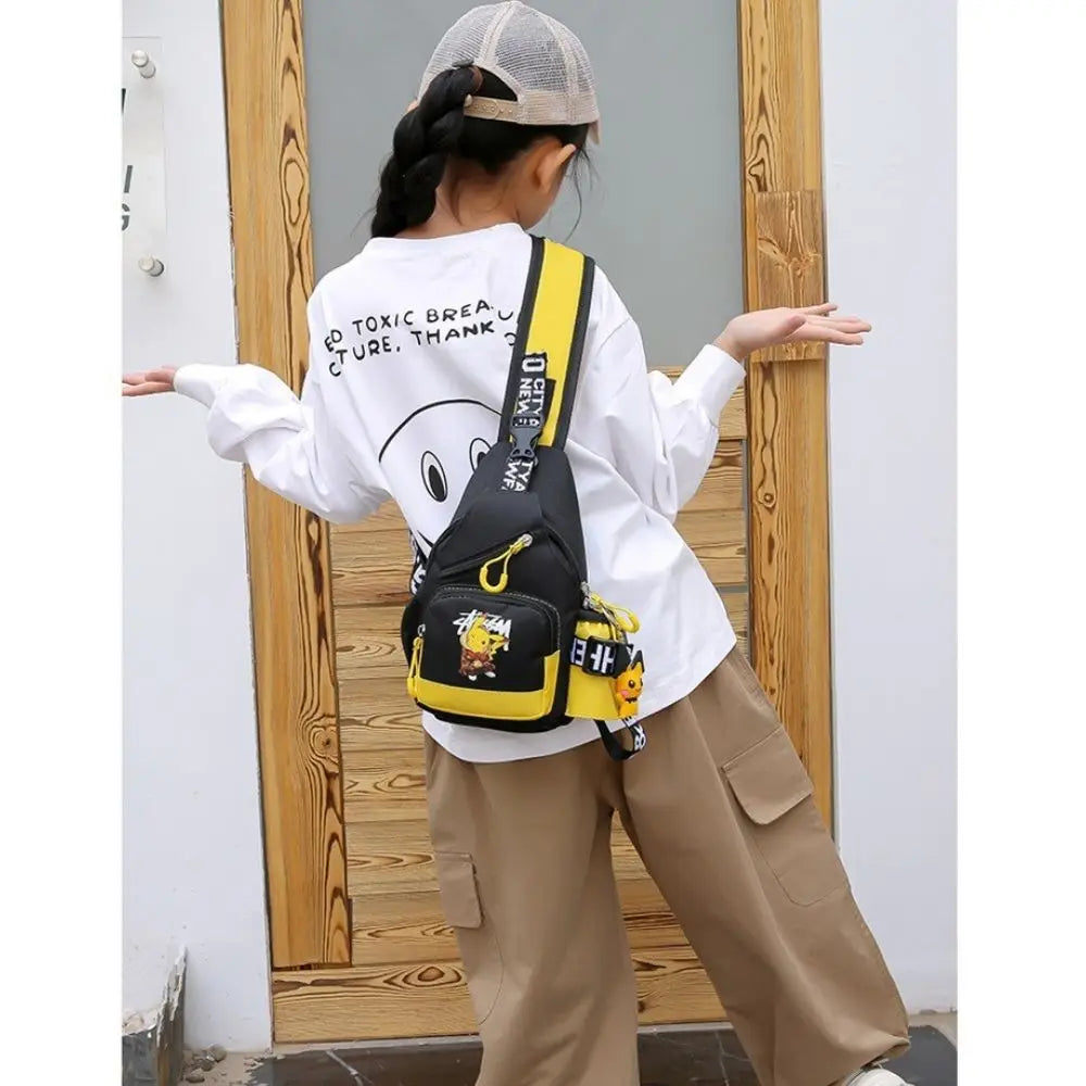 Pokemon Pikachu Casual Mobile Phone Shoulder Bag Men's Women's Style Canvas Youth Athleisure Backpack