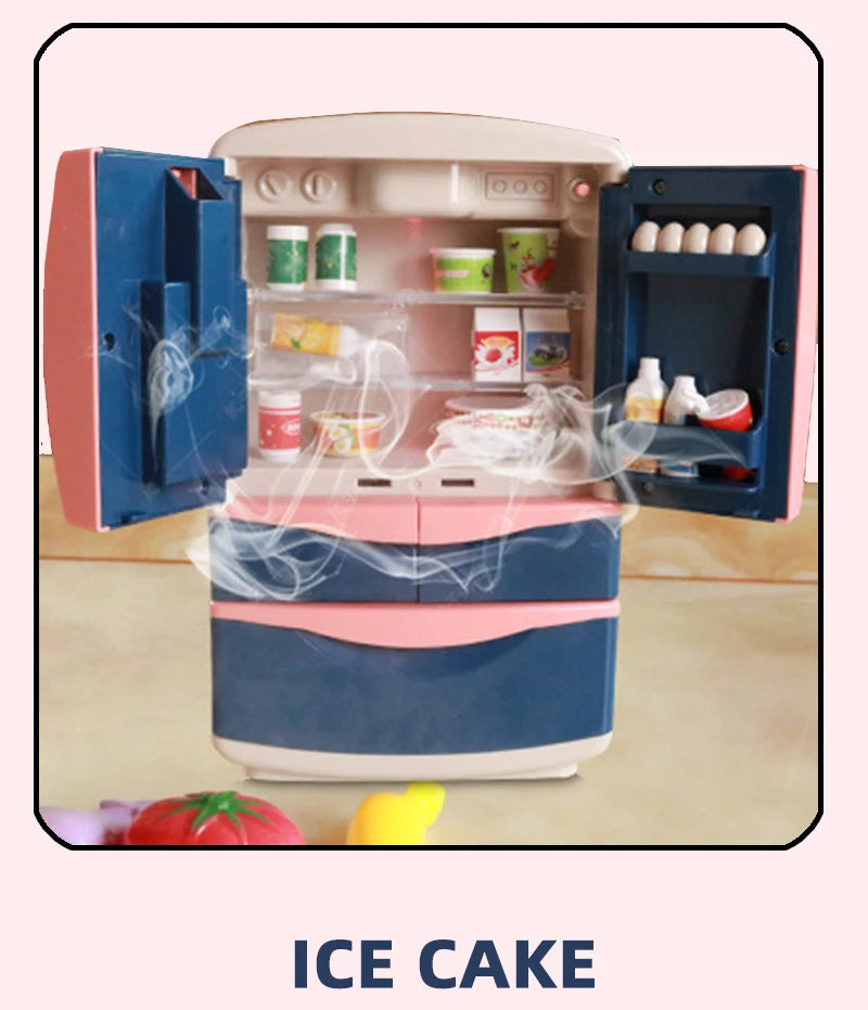 Refridge Simulation Toys For Kids, With Fog, Music & Lights, Kitchens Refrigerator Play Set For Children, Indoor Game, For Boys