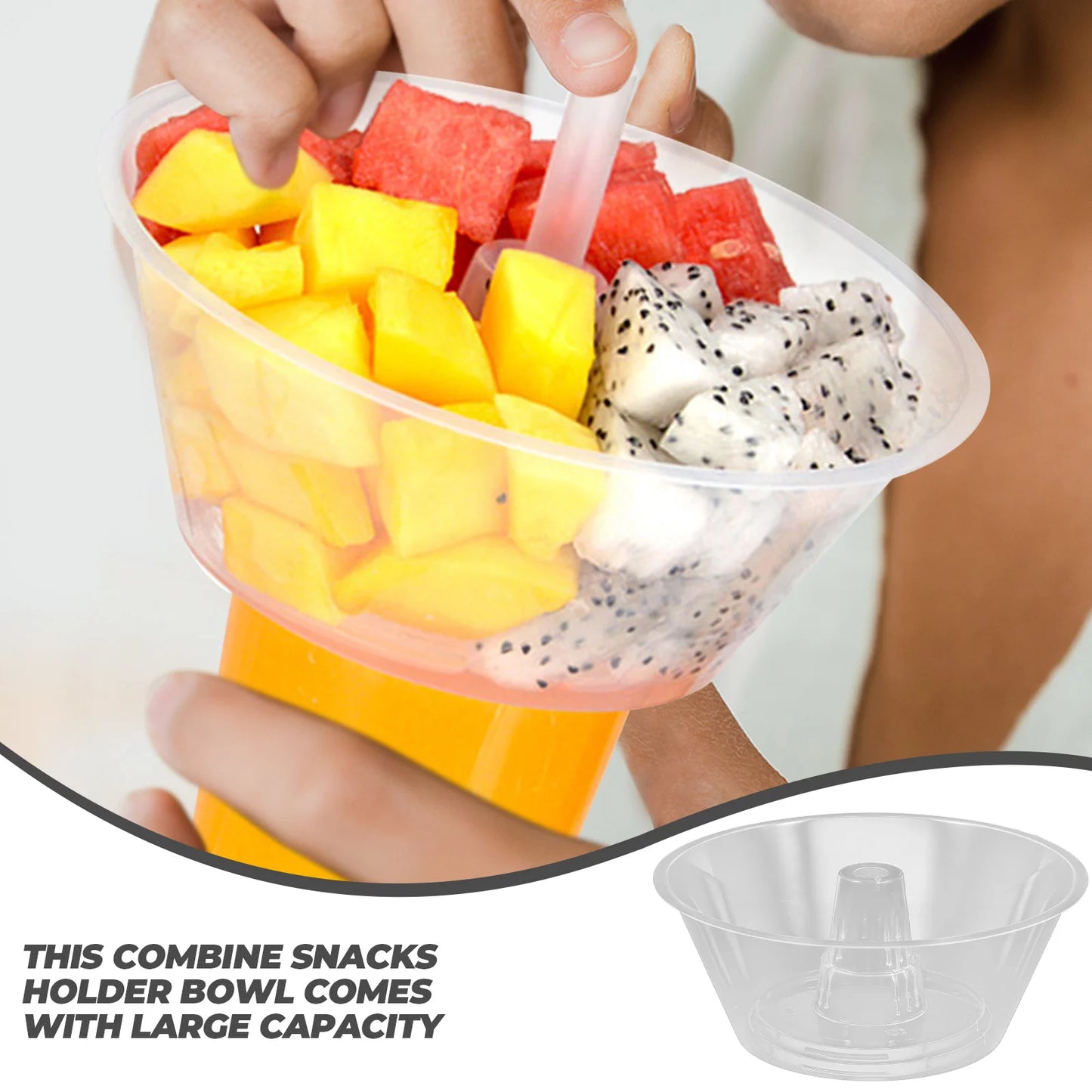 10pcs Drink Cup Top Bowls Popcorn Tray Beverage Cup Holder Bowl Disposable French Fries Drink And Snack Fruit Combination Cup