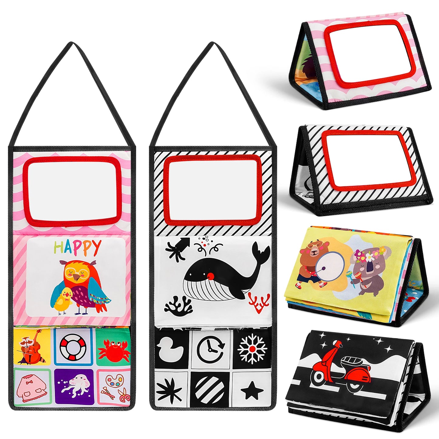 Black and White Newborn Mirror Toys BabyTummy Time for Babies MontessoriDevelopment Crawl High Contrast ActivitySensory Toy