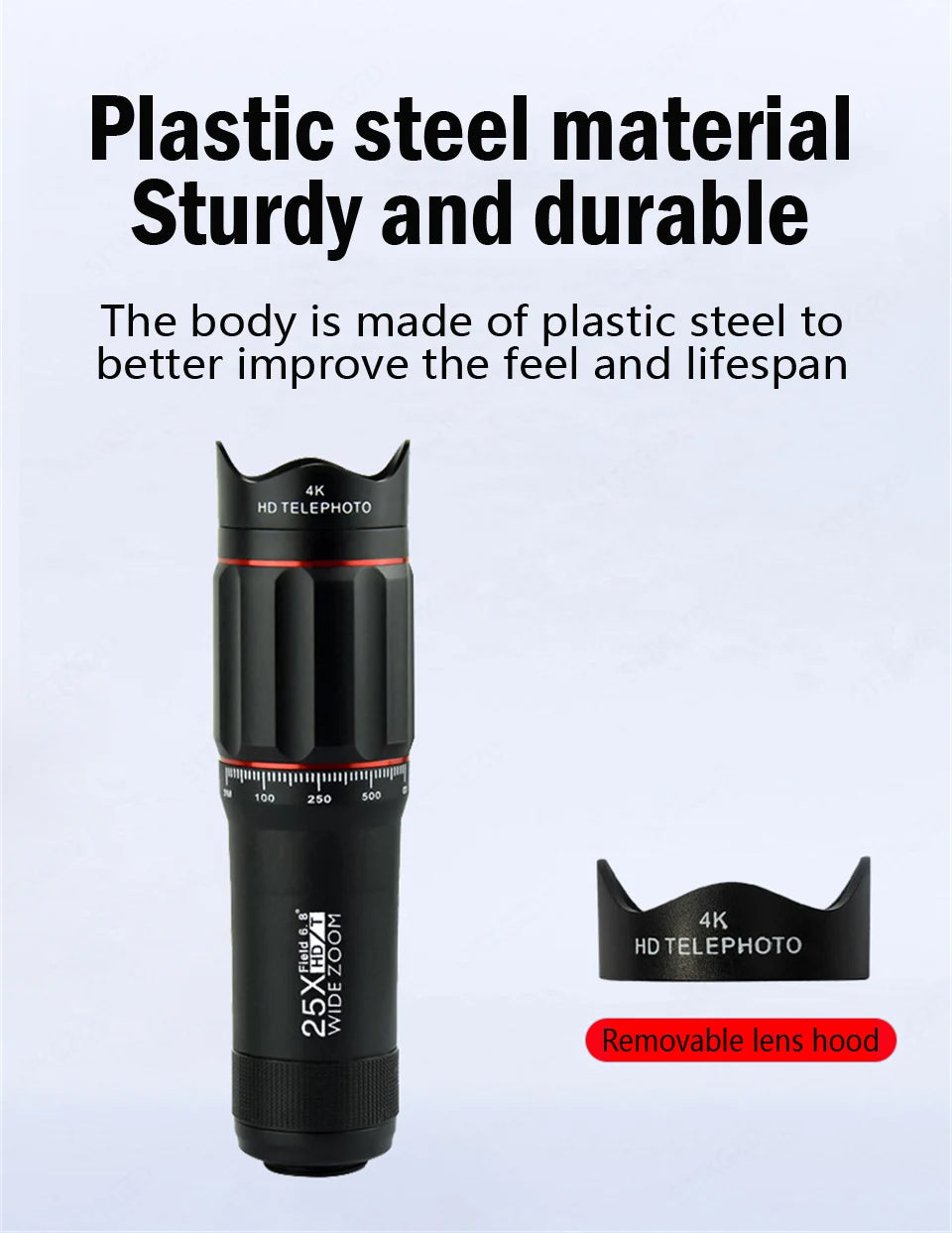 25X Phone Telephoto Lens Kit Phone Holder Portable Tripod Stabilizer Highpower Zoom Concerts Contest Outdoor Observation Animal