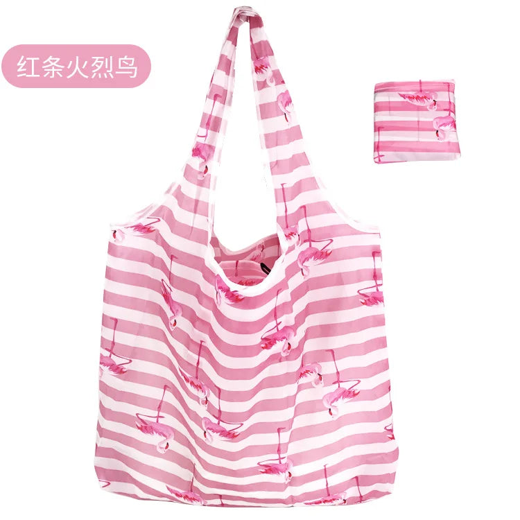 Large Reusable Shopping Bag Women's Foldable Floral Environmentally Friendly Portable Tote Bag Grocery Storage Bag