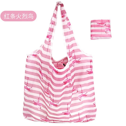 Large Reusable Shopping Bag Women's Foldable Floral Environmentally Friendly Portable Tote Bag Grocery Storage Bag