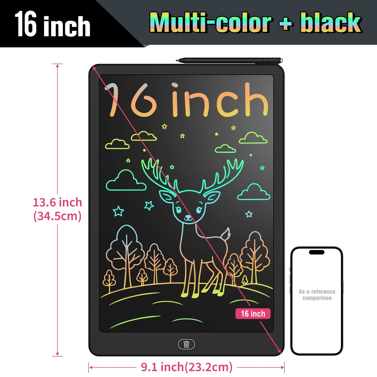 16 Inch LCD Writing Tablet, Large Electronic Drawing Board with Vibrant Colors, Erasable Screen, Perfect Educational Toys