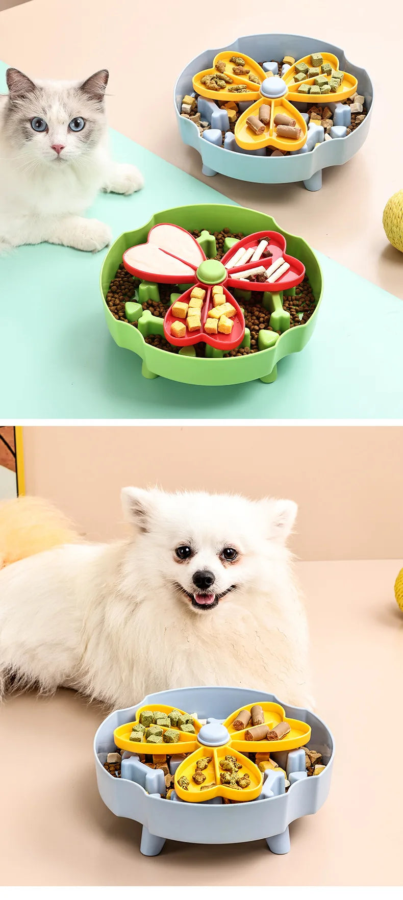 Dog slow feeder bowl, anti-choking bowl, rotating basin, cat bowl, educational toy, anti-slip slow feeder basin, pet supplies