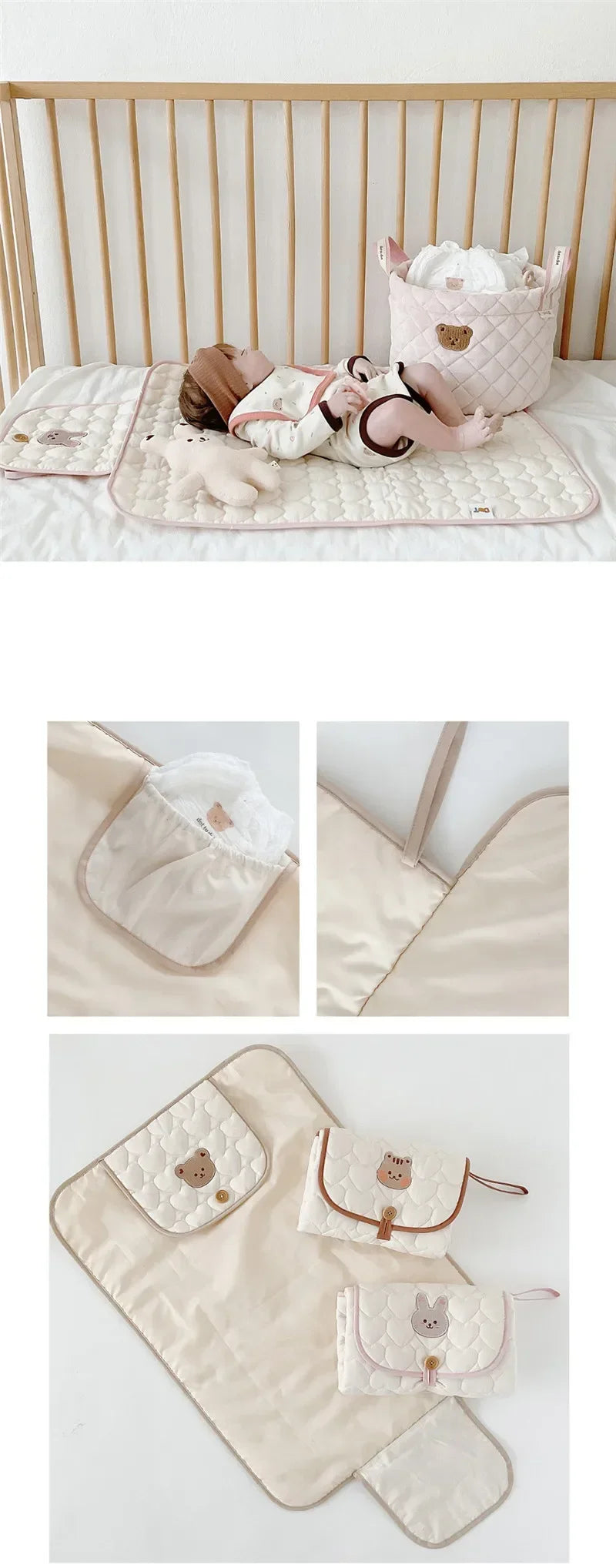 Baby Foldable Diaper Changer Baby Changing Mat Waterproof Changing Pad Portable Diaper Bag Newborn Bedding Supplies Storage Bags