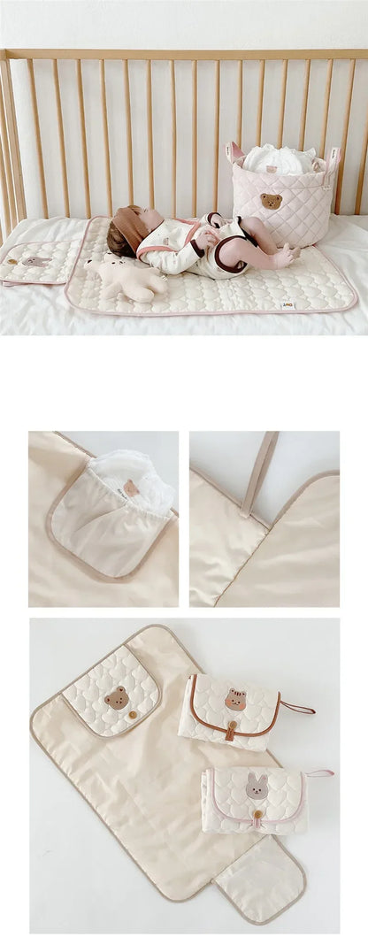 Baby Foldable Diaper Changer Baby Changing Mat Waterproof Changing Pad Portable Diaper Bag Newborn Bedding Supplies Storage Bags