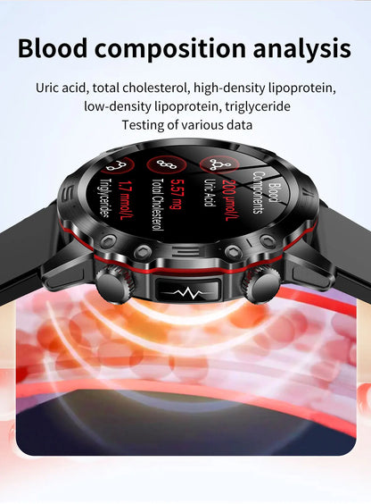 Sapphire 2025New Health managed Smart Watch Health measure Blood Fat Uric Acid Call ECG+PPG blood pressure Health Smartwatch IOS
