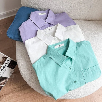 Baby Girl Boy Shirt Cotton Infant Toddler Child Loose Long Sleeve Blouses Solid Color Spring Autumn Summer Baby Clothes 1-10Y