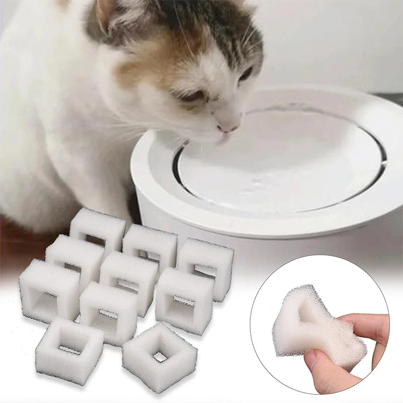 3/10Pcs Cat Water Fountain Water Pump Foam Filter Compatible With Square Dispenser Pre-Filtered For Fresh & Clean Drinking Water