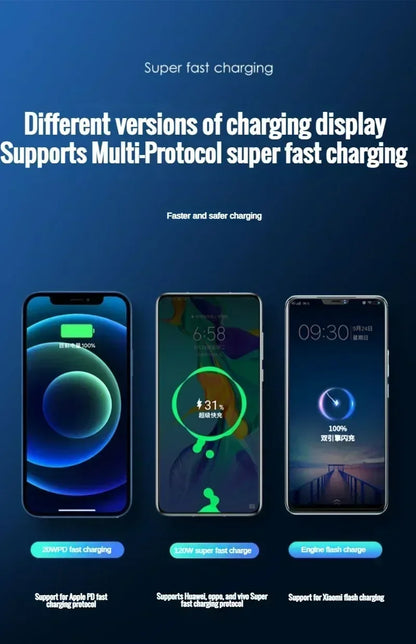 120W super fast charging 30000 mAh power bank with 100% sufficient capacity for mobile power supply for various mobile phones