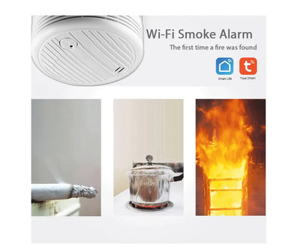 Alarmest Wifi Smoke Detector Smoke Sensor Highly Sensitive For smart Life app control Power by Tuya