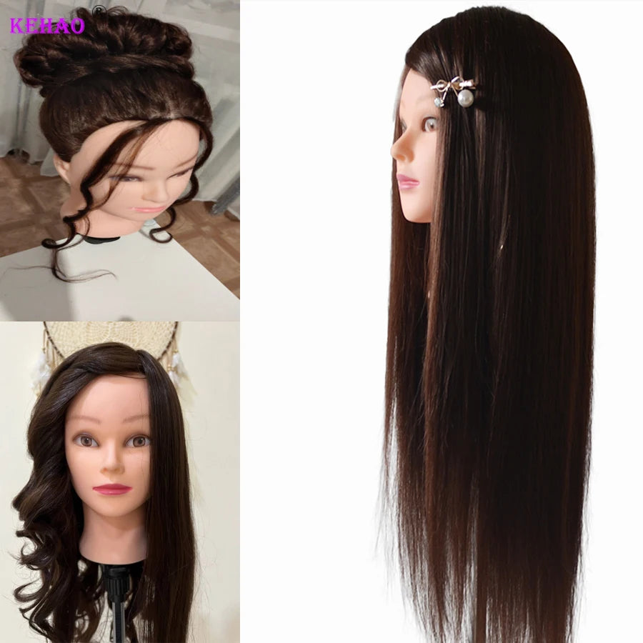 85%Real Hair Doll Head For Hairstyle Hairdressing Professional Mannequin Head Styling To Practice Hot Curl Iron Straighten