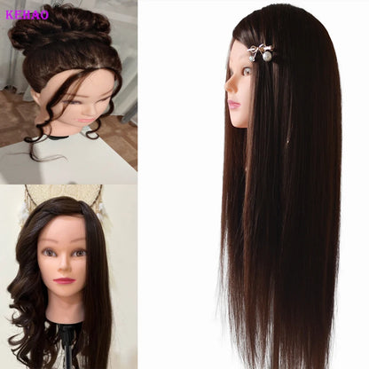 85%Real Hair Doll Head For Hairstyle Hairdressing Professional Mannequin Head Styling To Practice Hot Curl Iron Straighten
