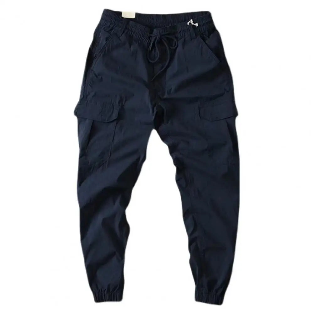 Summer Trousers Wear-resistant Summer Cargo Pants Breathable Multi Pockets Elastic Waist Summer Cargo Pants Mid Waist