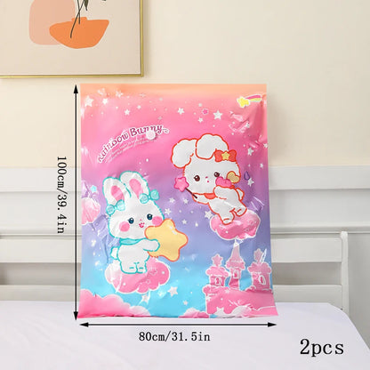 2pcs Vacuum Compression Storage Bags  - Space Saver for Clothes, Blankets, Quilts - Travel and Home Organization Essential