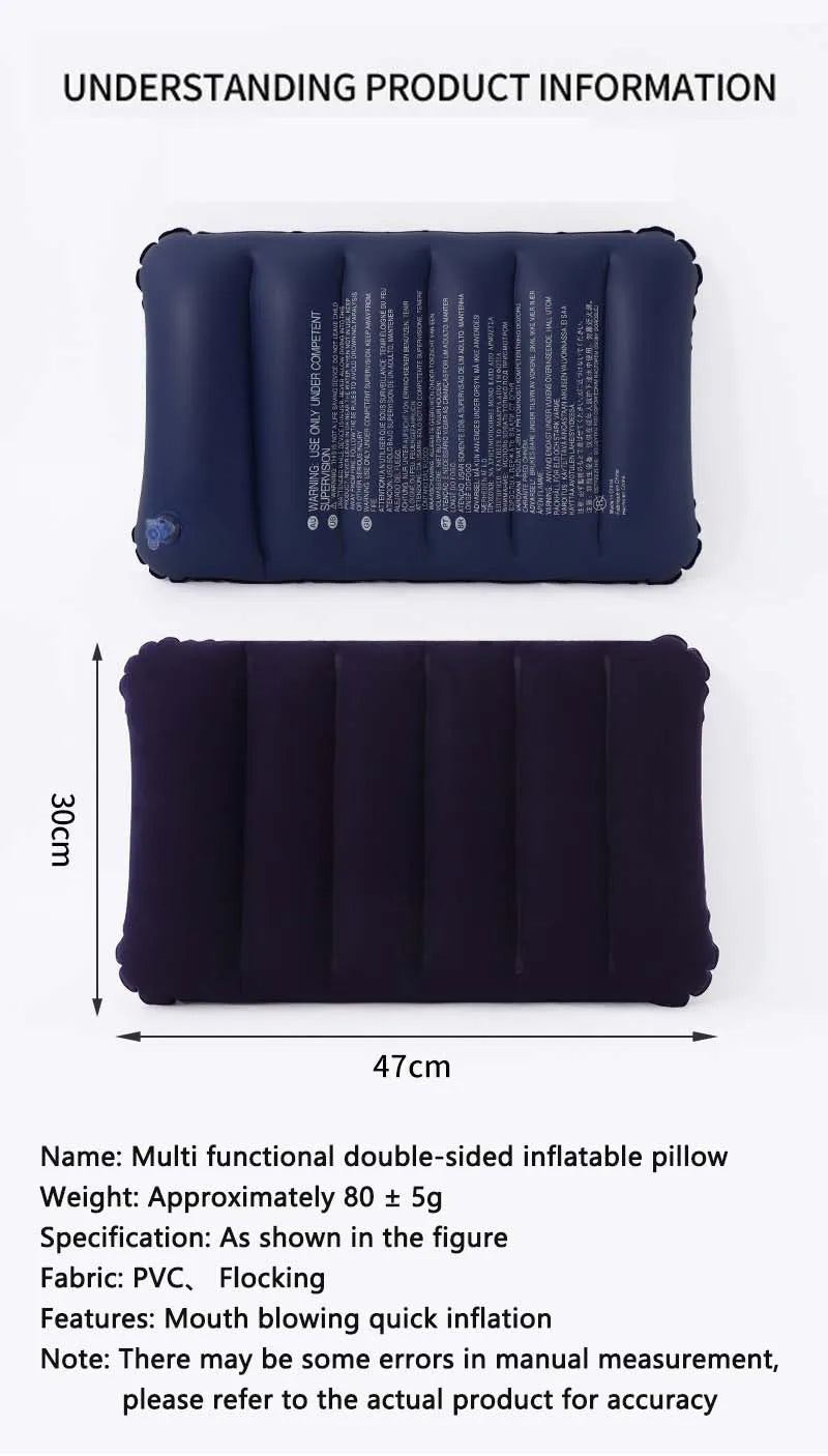 Camping Pillow Travel Inflatable Pillow Air Cushion Pillows Outdoor Climbing Hiking Sleep Cushion Square Lnflatable Pillows