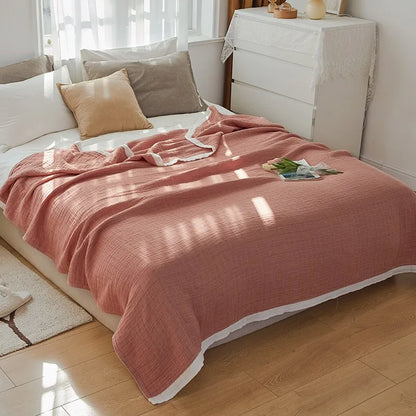 Summer Blankets 4 Layers Muslin Cotton Bedspread Blanket 150x200cm 200x230cm Soft Office Home Bedding Sleeping Quilt Blanket