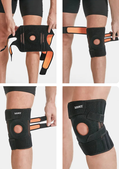 1Pc Knee Brace with Side Stabilizers Patella Gel Pads Unisex Cycling Running Climbing Knee Support Soccer Fitness Knee Pad