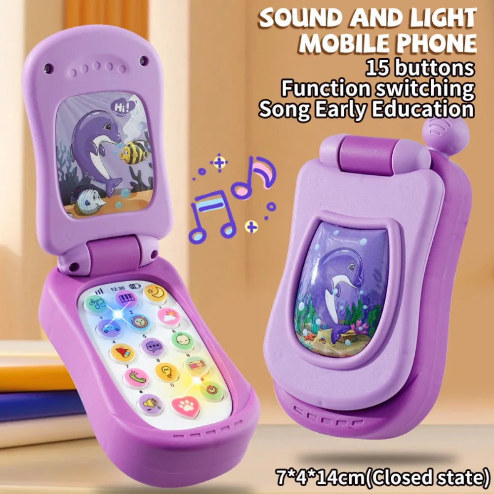 Simulation Phone Electronic Baby Cell Phone Toy Voice Toy Electronic Phones Musical Toys Safe Flip Cover