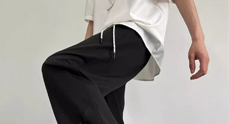 Social Tailoring Business Work Man Suits Pants Office Ice Silk Cooling Trousers for Men Fabric Korean Style Clothes Designer Up