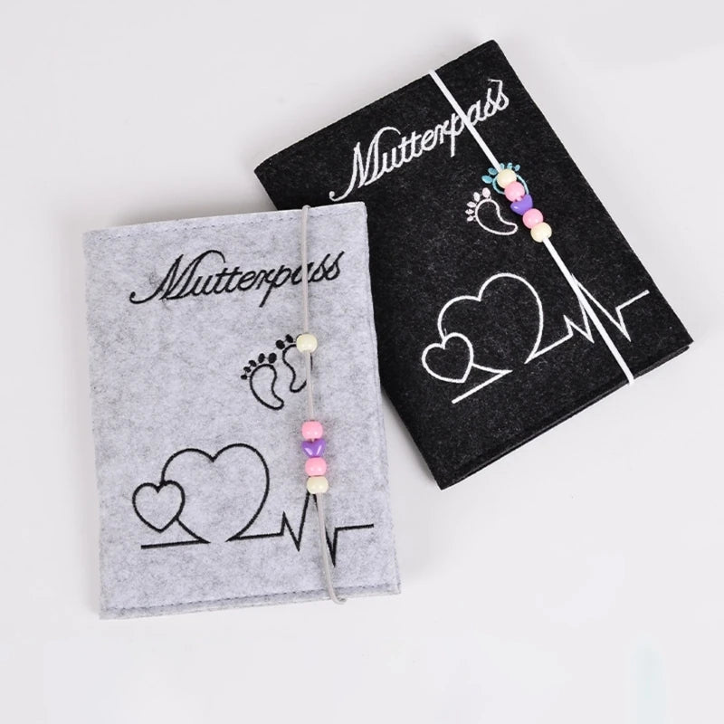 Maternity Log Protective Cover Handmade Felt German Passport Cover for Storing Hospital Vaccination Certificate Insurance Card