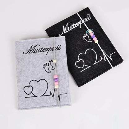 Maternity Log Protective Cover Handmade Felt German Passport Cover for Storing Hospital Vaccination Certificate Insurance Card