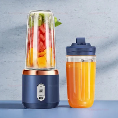 Multifunction 2 Cups Portable Fruit Juicer Blender 6 Blade Juice Mixer Mini Ice Blender USB Charging Wireless Juice Extractor