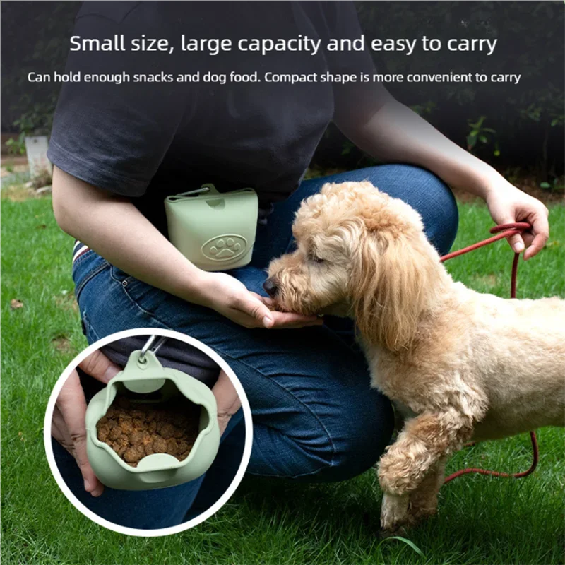 Silicone pet feeding bag, pet supplies, silicone dog food bag, silicone bag manufacturer, portable outdoor dog training bag