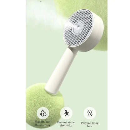 Anti-Static Pet Spray Hair Comb Demating One-click Cleaning Button Steam Spray Hair Remover Massaging Removes Loose Fur