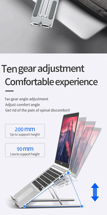 Foldable Laptop Stand Cooling Notebook Bracket Adjustable Ergonomic Laptop Support Base Holder Laptop Tablet Accessories Stands
